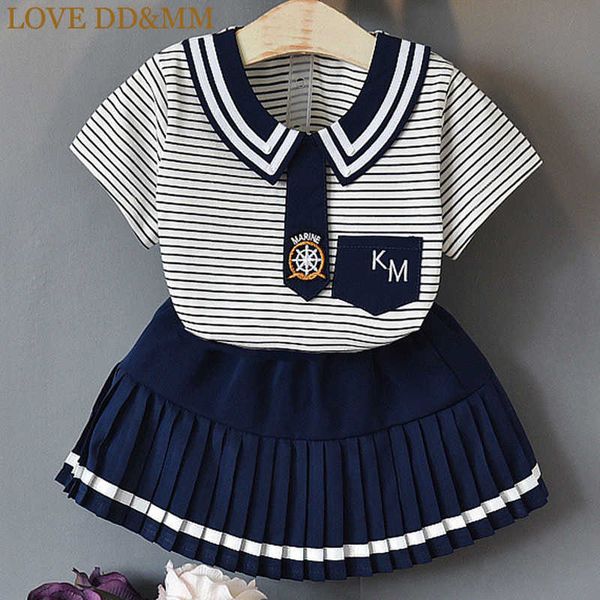 love dd&mm girls sets summer kid's clothing girls casual sailor striped short-sleeved t-shirts + pleated skirts 210715, White
love dd&mm girls sets summer kid's clothing girls casual sailor striped short-sleeved t-shirts + pleated skirts 210715, White
