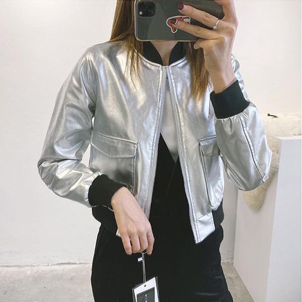 women's leather & faux women soft jacket sliver pu motorcycle zipper biker jackets ladies bright color coat female outwear, Black
women's leather & faux women soft jacket sliver pu motorcycle zipper biker jackets ladies bright color coat female outwear, Black