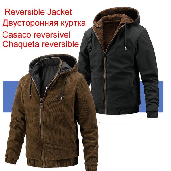 men's jackets 2021 autumn men hooded corduroy reversible jacket fashion design outerwear casual jaqueta brand clothing, Black;brown
men's jackets 2021 autumn men hooded corduroy reversible jacket fashion design outerwear casual jaqueta brand clothing, Black;brown