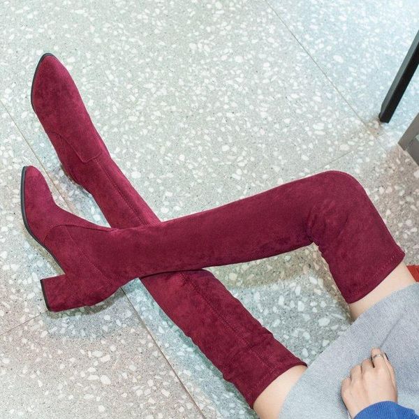 boots thick heel 2021 style pointed over knee women's suede elastic high fashion, Black
boots thick heel 2021 style pointed over knee women's suede elastic high fashion, Black