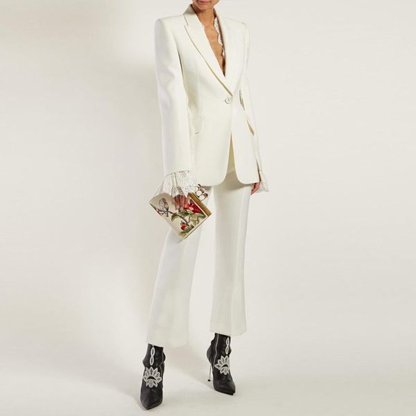 women's suits & blazers luxury designer runway stylish european american pants solid color blazer slim trousers lace patchwork twin set, White;black
women's suits & blazers luxury designer runway stylish european american pants solid color blazer slim trousers lace patchwork twin set, White;black