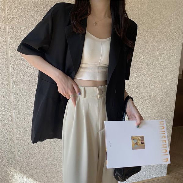 women's jackets summer fashion casual office lady vintage turn-down collar single breasted back split loose short sleeve suit jacket, Black;brown
women's jackets summer fashion casual office lady vintage turn-down collar single breasted back split loose short sleeve suit jacket, Black;brown
