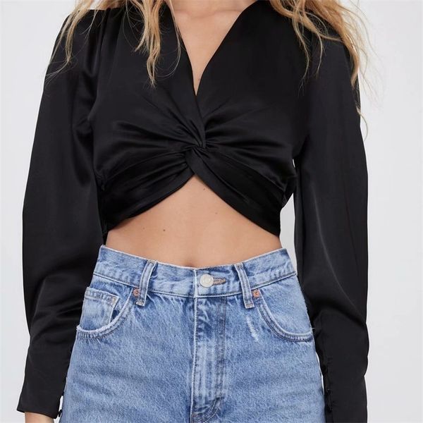 traf women 2021 fashion knotted silk satin texture blouses vintage v neck long sleeve female shirts blusas streetwear, White
traf women 2021 fashion knotted silk satin texture blouses vintage v neck long sleeve female shirts blusas streetwear, White
