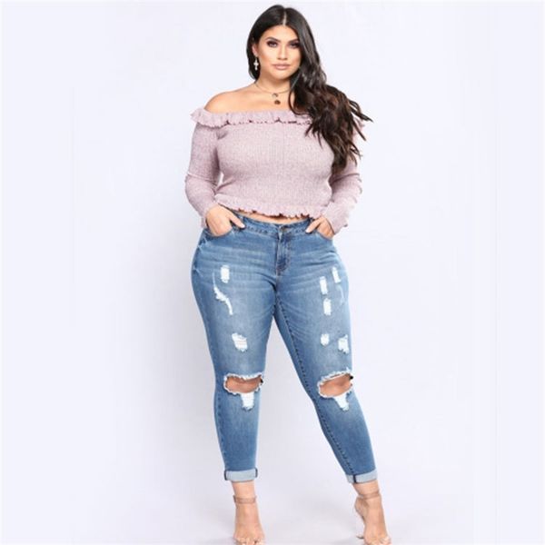 70% off outlet online plus size clothing 2xl-7xl woman ripped jeans skinny denim casual stretch pencil pants office ladies arrival, Blue
70% off outlet online plus size clothing 2xl-7xl woman ripped jeans skinny denim casual stretch pencil pants office ladies arrival, Blue