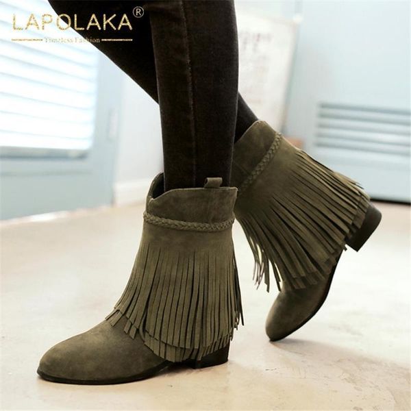boots lapolaka 2021 comfortable black green shoes ladies booties slip on chunky heels fringe office woman1
boots lapolaka 2021 comfortable black green shoes ladies booties slip on chunky heels fringe office woman1