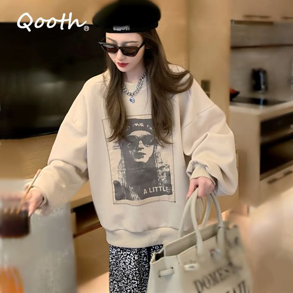 qooth spring sweatshirts cotton letter medium length full sleeve coat o neck casual woman pullovers student qt403 210518, Black
qooth spring sweatshirts cotton letter medium length full sleeve coat o neck casual woman pullovers student qt403 210518, Black