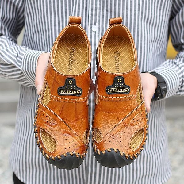 sandals men genuine leather big size 38-48 flat protect the toe cap breathable casual shoes beach slippers sandalias, Black
sandals men genuine leather big size 38-48 flat protect the toe cap breathable casual shoes beach slippers sandalias, Black