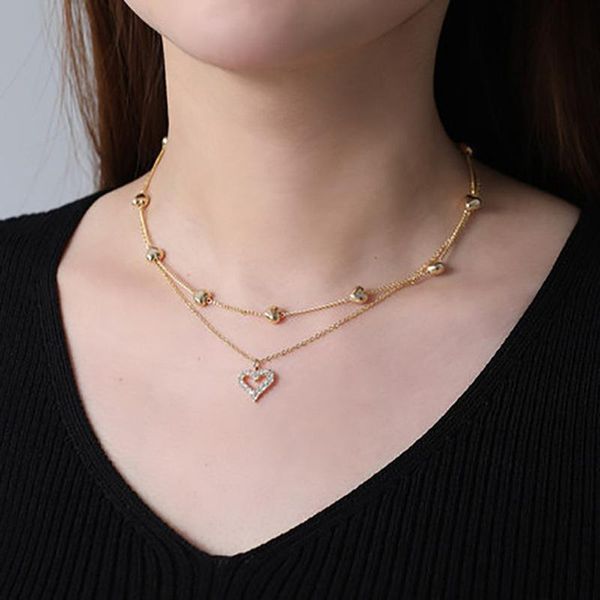 pendant necklaces double layer chain heart choker necklace for women gold korean style collar female chocker fashion aesthetic jewelry gifts, Silver
pendant necklaces double layer chain heart choker necklace for women gold korean style collar female chocker fashion aesthetic jewelry gifts, Silver