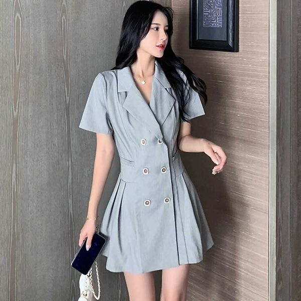 summer vintage pleated dress women elegant office ladies double-breasted blazer short sleeve mini party 210529, Black;gray
summer vintage pleated dress women elegant office ladies double-breasted blazer short sleeve mini party 210529, Black;gray