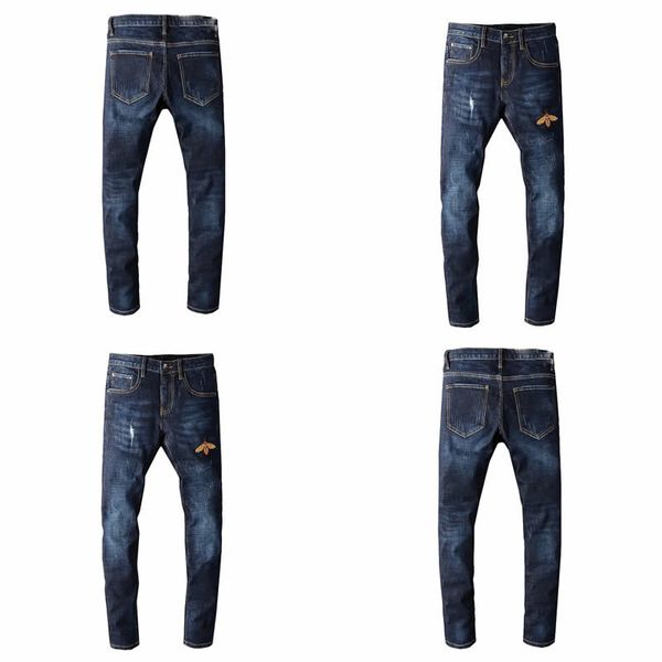 embroidery bee crown jeans mens distressed ripped skinny trousers luxury pants brand slim motorcycle moto biker hip hop denim 28-38, Blue
embroidery bee crown jeans mens distressed ripped skinny trousers luxury pants brand slim motorcycle moto biker hip hop denim 28-38, Blue
