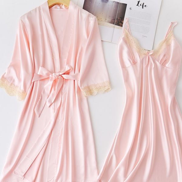 women's sleepwear kimono gown women faux silk robe set loose two pieces suit lace patchwork bathrobe bridal wedding gift lingerie, Black;red
women's sleepwear kimono gown women faux silk robe set loose two pieces suit lace patchwork bathrobe bridal wedding gift lingerie, Black;red