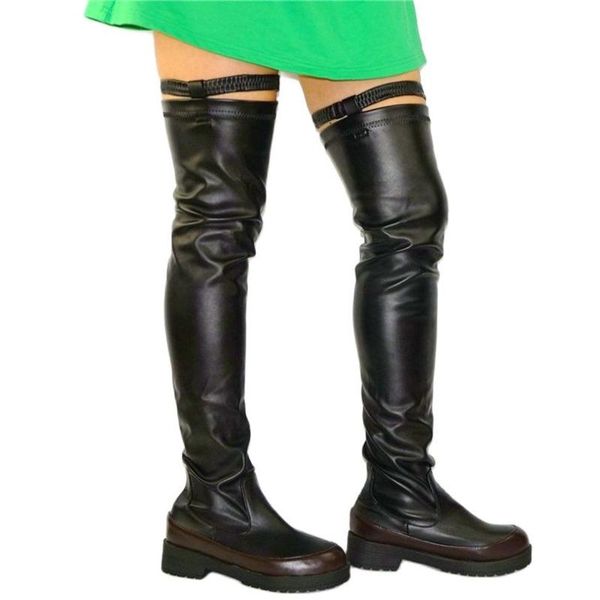 thigh high boots women strappy over the knee booties round toe pull on flat heel punk goth oxfords casual shoes eur 35-43, Black
thigh high boots women strappy over the knee booties round toe pull on flat heel punk goth oxfords casual shoes eur 35-43, Black