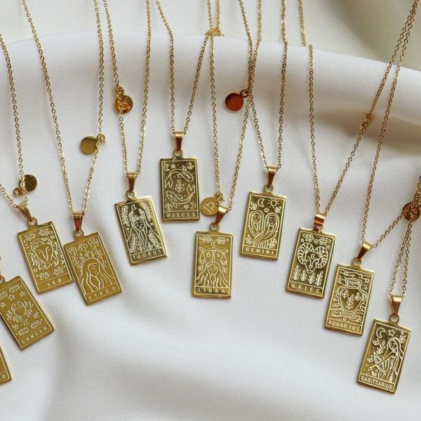 pendant necklaces 2021 vintage zodiac necklace for women gold stainless steel 12 constellation sign leo cancer virgo libra chains, Silver
pendant necklaces 2021 vintage zodiac necklace for women gold stainless steel 12 constellation sign leo cancer virgo libra chains, Silver