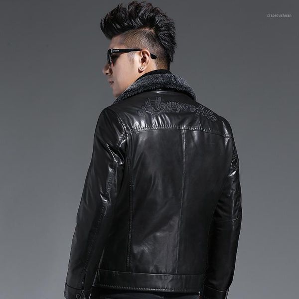 men's leather & faux genuine jacket autumn winter goatskin coat men down wool collar short bomber 17901 kj1266, Black
men's leather & faux genuine jacket autumn winter goatskin coat men down wool collar short bomber 17901 kj1266, Black