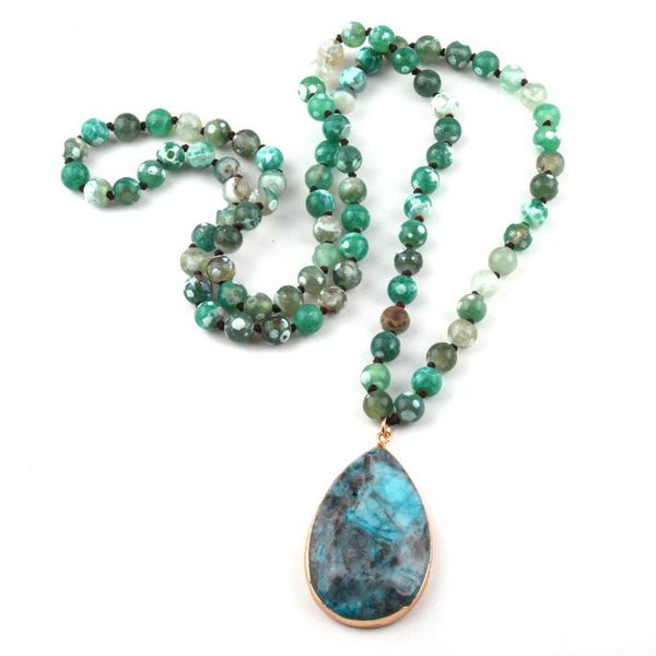 pendant necklaces fashion bohemian jewelry natural stone green dot knotted drop women necklace, Silver
pendant necklaces fashion bohemian jewelry natural stone green dot knotted drop women necklace, Silver