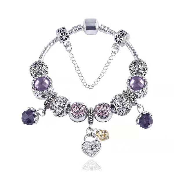 17-21cm bracelets purple crystal charm beads heart pendant fit snake chain bangle charms bracelet diy accessories jewelry for women kids chr, Golden;silver
17-21cm bracelets purple crystal charm beads heart pendant fit snake chain bangle charms bracelet diy accessories jewelry for women kids chr, Golden;silver