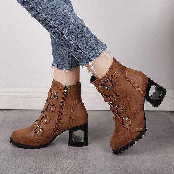 boots women thick heels autumn and winter large size high heel belt buckle rivets short women's shoes, Black
boots women thick heels autumn and winter large size high heel belt buckle rivets short women's shoes, Black