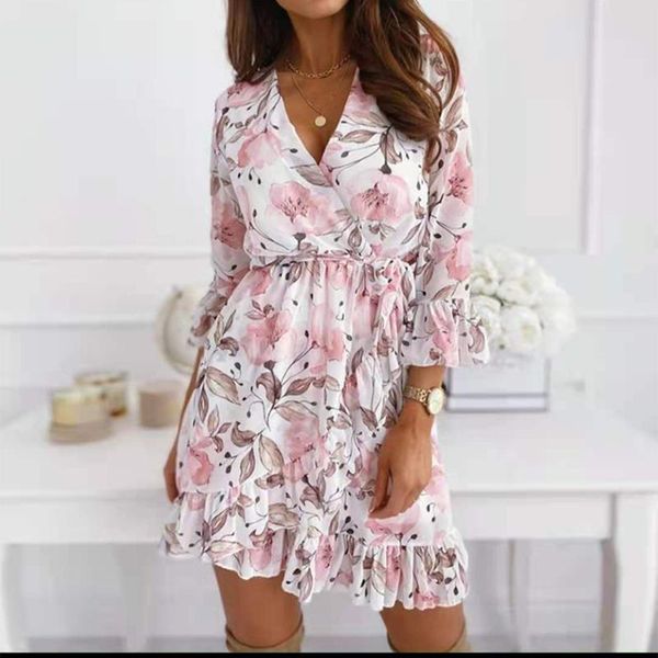 party dresses floral print v neck mini dress women half sleeve 2021 spring ruffle vintage elegant ladies clothing, White;black
party dresses floral print v neck mini dress women half sleeve 2021 spring ruffle vintage elegant ladies clothing, White;black