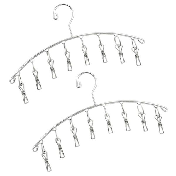 2pcs stainless steel arc-shaped laundry hangers with 8 clips clothes drying rack for underwears socks towels & racks
2pcs stainless steel arc-shaped laundry hangers with 8 clips clothes drying rack for underwears socks towels & racks