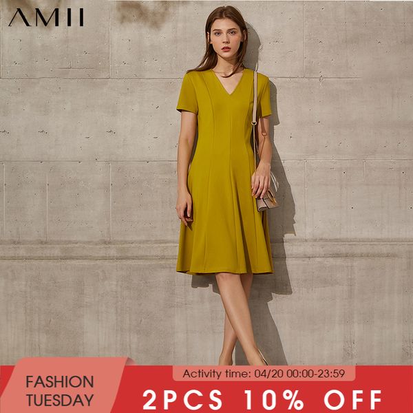 amii minimalism spring summer causal womens dress fashion solid vneck slim fit knee-length female summer dress 12160003, Black;gray
amii minimalism spring summer causal womens dress fashion solid vneck slim fit knee-length female summer dress 12160003, Black;gray