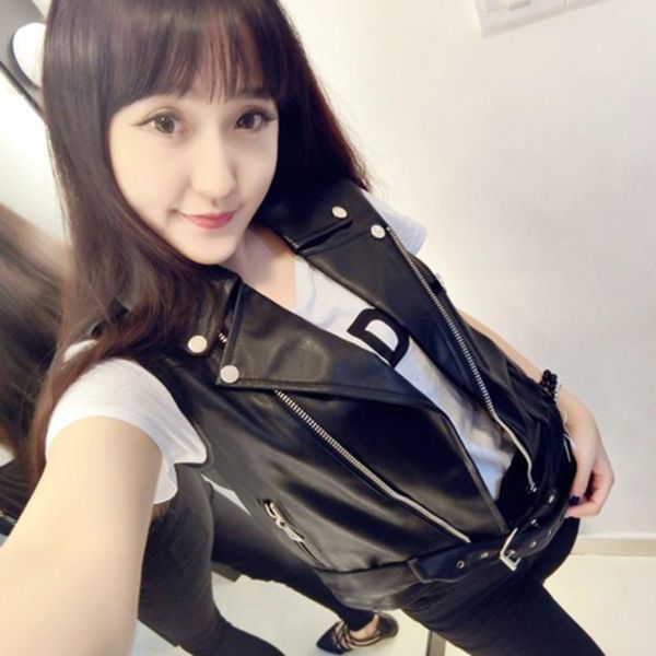 women's leather & faux suit collar short vest 2021 autumn fashion women clothing casual coat large size, Black
women's leather & faux suit collar short vest 2021 autumn fashion women clothing casual coat large size, Black