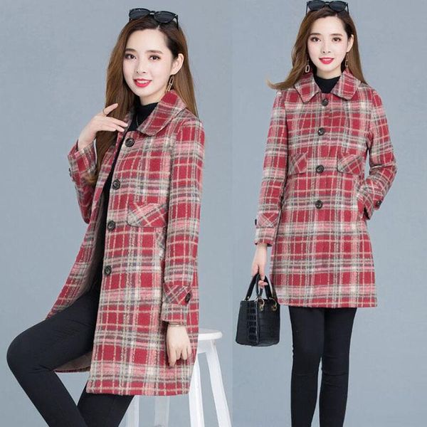 women's wool & blends autumn winter women plaid mid long coat casual plus size 5xl jacket fashion single-breasted outerwear warm female, Black
women's wool & blends autumn winter women plaid mid long coat casual plus size 5xl jacket fashion single-breasted outerwear warm female, Black