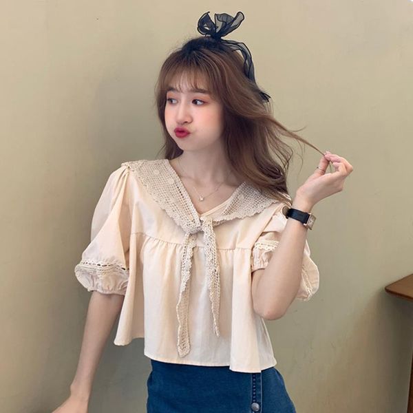women's blouses & shirts women blouse summer shawl puff sleeve short clothing blusas mujer de moda, White
women's blouses & shirts women blouse summer shawl puff sleeve short clothing blusas mujer de moda, White