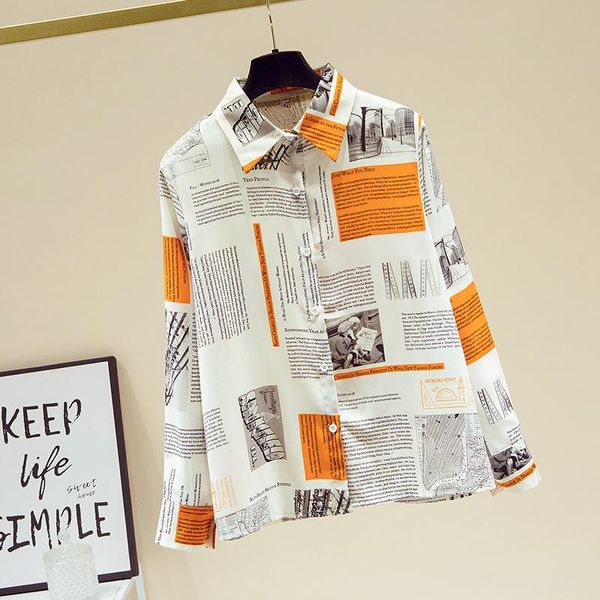 women's blouses & shirts 2021 spring autumn blouse hong kong-style retro print contrast casual loose long sleeved female, White
women's blouses & shirts 2021 spring autumn blouse hong kong-style retro print contrast casual loose long sleeved female, White