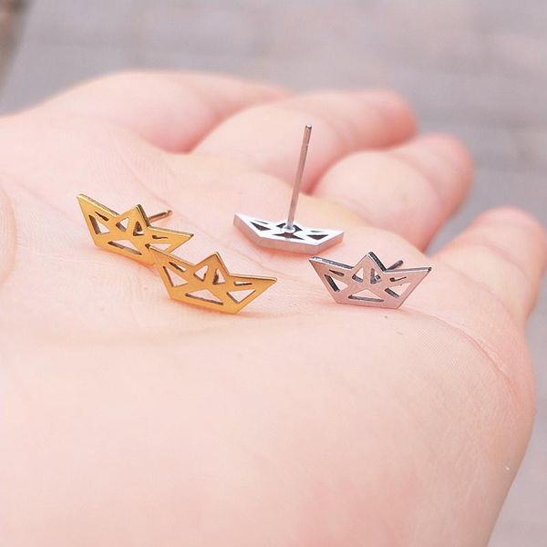 10pairs stainless steel earrings for women punk jewelry natural origami boat stud gold silver aretes de mujer, Golden;silver
10pairs stainless steel earrings for women punk jewelry natural origami boat stud gold silver aretes de mujer, Golden;silver
