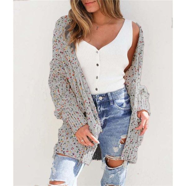 women's jackets fashion color dot cardigan long sleeve sweater with pocket slim autumn vintage women outwear v-neck loose female lr166, Black;brown
women's jackets fashion color dot cardigan long sleeve sweater with pocket slim autumn vintage women outwear v-neck loose female lr166, Black;brown