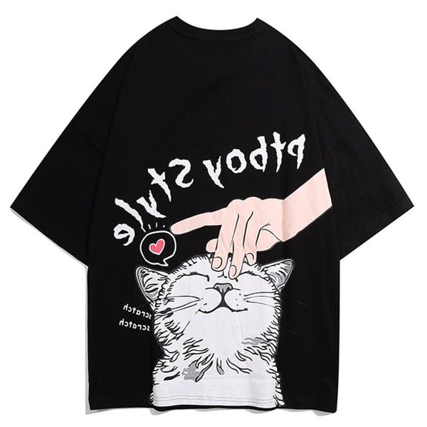 men's t-shirts tshirts men hip hop harajuku streetwear cute cat print short sleeve cotton fashion casual loose tees male, White;black
men's t-shirts tshirts men hip hop harajuku streetwear cute cat print short sleeve cotton fashion casual loose tees male, White;black