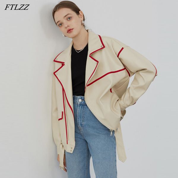 spring women motorcycle pu leather jacket casual loose turn-down collar zipper patchwork windproof with belt 210423, Black
spring women motorcycle pu leather jacket casual loose turn-down collar zipper patchwork windproof with belt 210423, Black