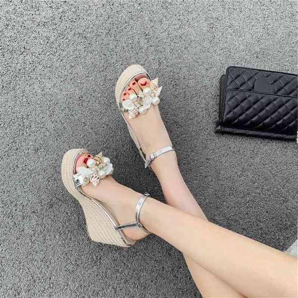 pearl wedges shell platform sandals women summer gold sliver ankle buckle strap party fashion beach shoes drop ship, Black
pearl wedges shell platform sandals women summer gold sliver ankle buckle strap party fashion beach shoes drop ship, Black