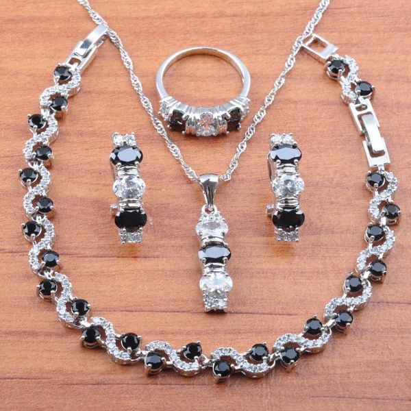 earrings & necklace silver color wedding jewelry sets black cubic zirconia crystal jewelrry fashion womens accessories js0158
earrings & necklace silver color wedding jewelry sets black cubic zirconia crystal jewelrry fashion womens accessories js0158