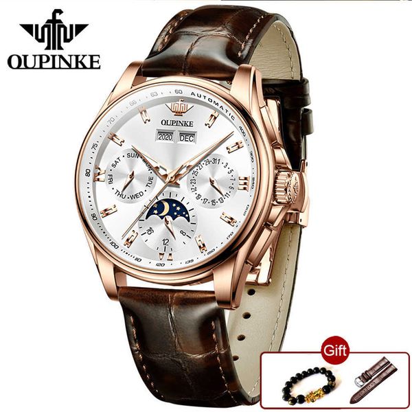oupinke men watch mechanical luxury automatic watches leather sapphire waterproof sports moon phase wristwatch montre homme 210728, Slivery;brown
oupinke men watch mechanical luxury automatic watches leather sapphire waterproof sports moon phase wristwatch montre homme 210728, Slivery;brown