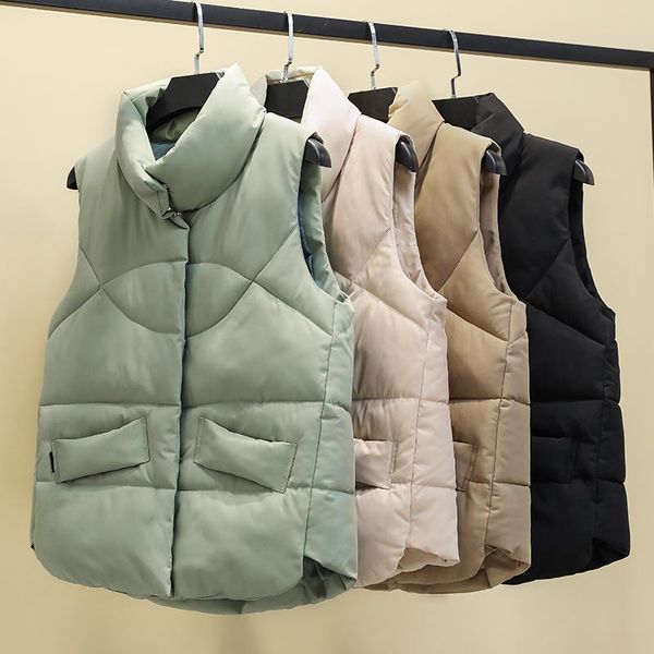 women's vests 2021 autumn winter vest coat women loose mandarin collar short waistcoat female snow wear solid sleeveless jacket parka o, Black;white
women's vests 2021 autumn winter vest coat women loose mandarin collar short waistcoat female snow wear solid sleeveless jacket parka o, Black;white