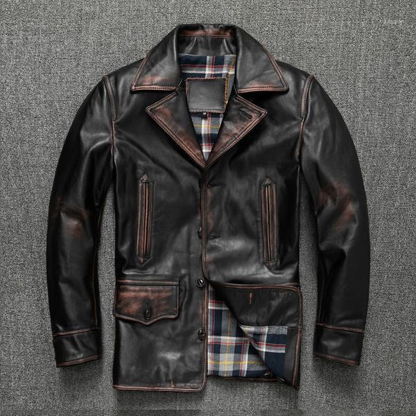 men's leather & faux 2022 long genuine jacket retro vegetable tanned layer horsehide core color coat malemen's men's, Black
men's leather & faux 2022 long genuine jacket retro vegetable tanned layer horsehide core color coat malemen's men's, Black