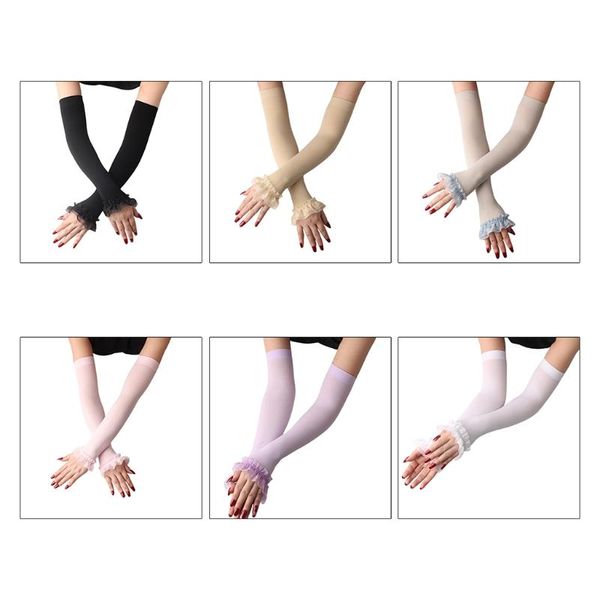 five fingers gloves women uv protection fingerless ruffles mesh patchwork arm warmer sleeves, Blue;gray
five fingers gloves women uv protection fingerless ruffles mesh patchwork arm warmer sleeves, Blue;gray