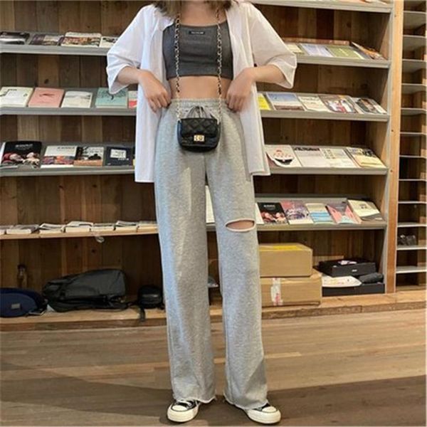 women's pants & capris women casual solid holes drawstring plus size 2xl loose trousers womens straight korean style, Black;white
women's pants & capris women casual solid holes drawstring plus size 2xl loose trousers womens straight korean style, Black;white