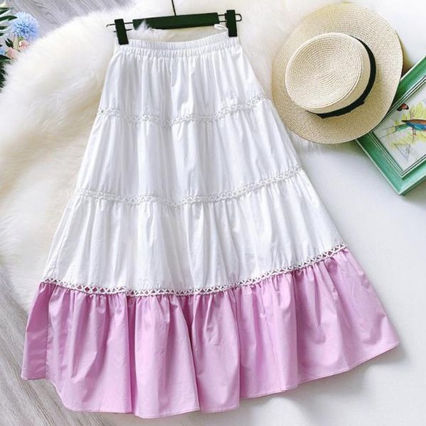 high waist pink & white patchwork skirt women summer boho maxi femme jupes stitching umbrella pleated long skirts, Black
high waist pink & white patchwork skirt women summer boho maxi femme jupes stitching umbrella pleated long skirts, Black