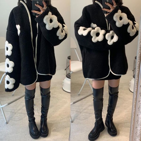 women's jackets chic personality design sense warm lamb hair versatile long coat, Black;brown
women's jackets chic personality design sense warm lamb hair versatile long coat, Black;brown
