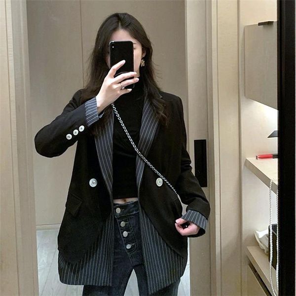 women's suits & blazers 2021 spring and autumn korean black suit coat loose casual british style small top, White;black
women's suits & blazers 2021 spring and autumn korean black suit coat loose casual british style small top, White;black