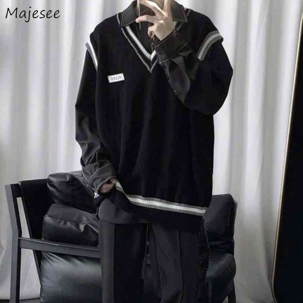 sweater vt men v-neck patchwork leisure loose all-match streetwear svels sweaters mens chic korean style teens coupl bf, White;black
sweater vt men v-neck patchwork leisure loose all-match streetwear svels sweaters mens chic korean style teens coupl bf, White;black