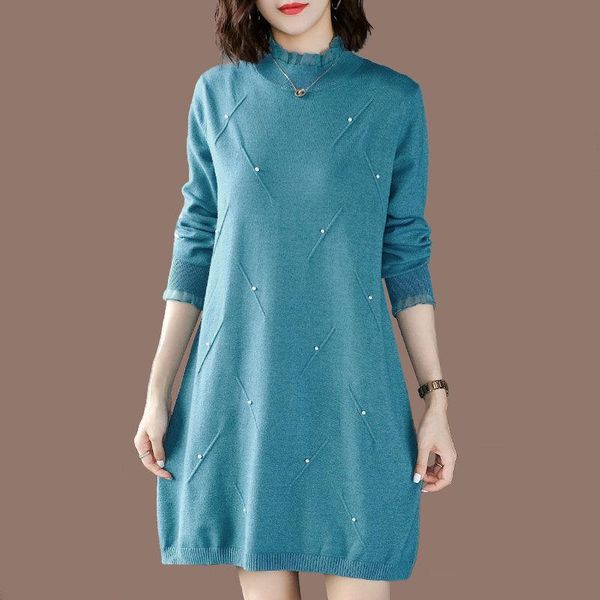women 2021 autumn winter plus size bottoming dress female mid-long knitting dresses ladies half turtleneck sweater vestidos v339 casual, Black;gray 
women 2021 autumn winter plus size bottoming dress female mid-long knitting dresses ladies half turtleneck sweater vestidos v339 casual, Black;gray