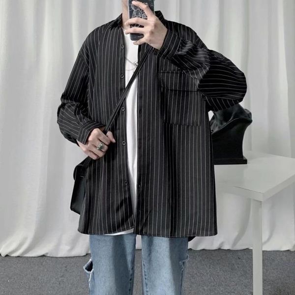 korean striped shirt men's fashion business casual society men dress wild loose autumn long-sleeved shirts mens s-2xl, White;black
korean striped shirt men's fashion business casual society men dress wild loose autumn long-sleeved shirts mens s-2xl, White;black