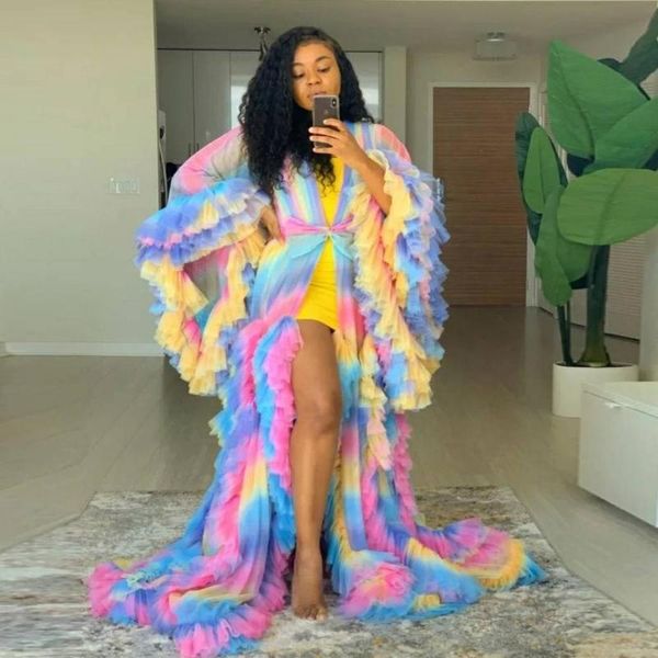 casual dresses arrival rainbow long tulle robe vestidos 2021 summer women ruffles tiered puff full sleeves dress see thru, Black;gray
casual dresses arrival rainbow long tulle robe vestidos 2021 summer women ruffles tiered puff full sleeves dress see thru, Black;gray