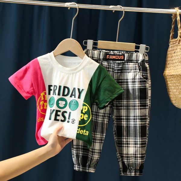 clothing sets boys summer suit 2021 korean friday letter short-sleeved t-shirt +plaid pants fashion tracksuit 2pcs children, White
clothing sets boys summer suit 2021 korean friday letter short-sleeved t-shirt +plaid pants fashion tracksuit 2pcs children, White