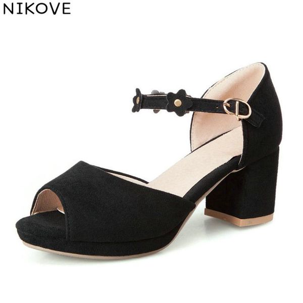 women sandals buckle strap platform flower square high heels summer shoes elegant size 34-43, Black
women sandals buckle strap platform flower square high heels summer shoes elegant size 34-43, Black