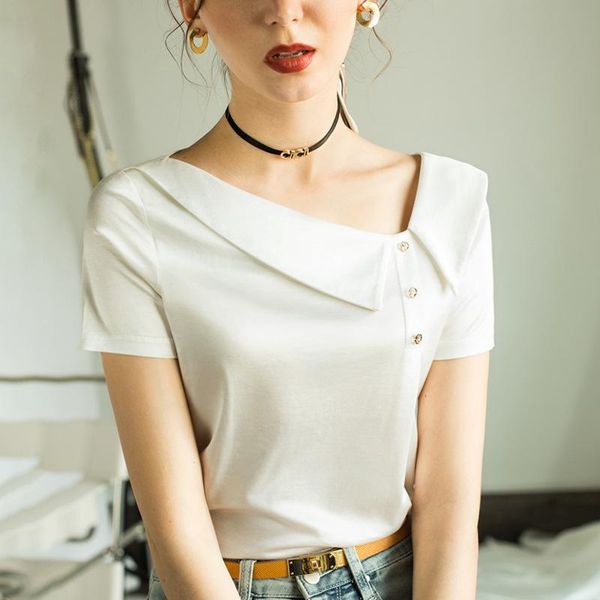 women's t-shirt collar shirt women short sleeve crop streetwear button up t shirts 2021 punk clothes, White
women's t-shirt collar shirt women short sleeve crop streetwear button up t shirts 2021 punk clothes, White