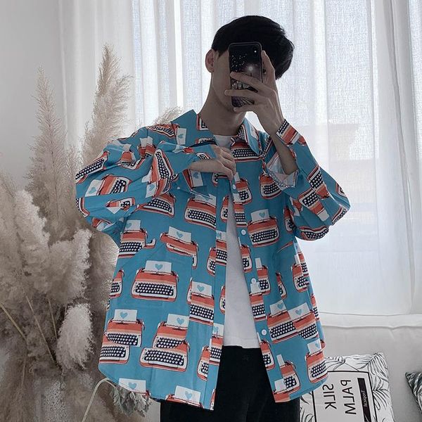 men's casual shirts 2021 retro fashion loose flower shirt lapel long-sleeved autumn outfit male, White;black
men's casual shirts 2021 retro fashion loose flower shirt lapel long-sleeved autumn outfit male, White;black